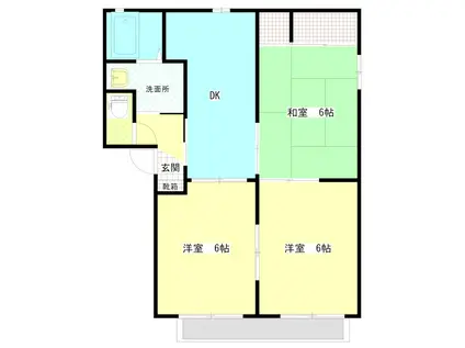 グリーンハイツイシカワ A棟(3DK/1階)の間取り写真