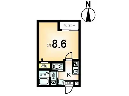 スプリングス壬生(1K/3階)の間取り写真