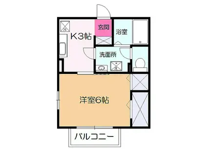 グランドリーフ(1K/1階)の間取り写真