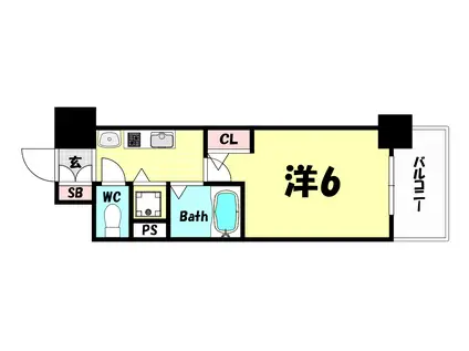 プレサンス三宮ルミネス(1K/7階)の間取り写真