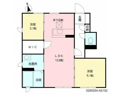 ソレアード高木瀬(2LDK/1階)の間取り写真