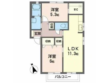 シャーメゾン ボン・コリーヌ B棟(2LDK/1階)の間取り写真