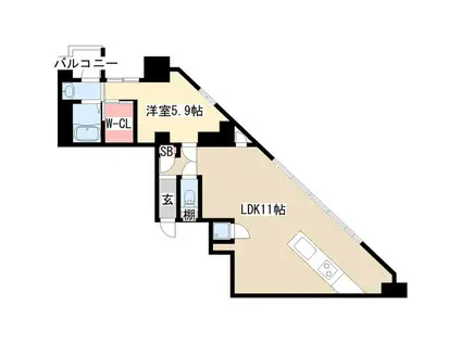 SK BUILDING-501(1LDK/9階)の間取り写真