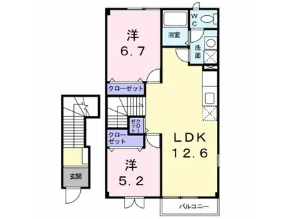 プリュジュール(2LDK/2階)の間取り写真
