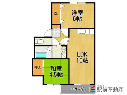 メゾンドシェル(2LDK/2階)の間取り写真