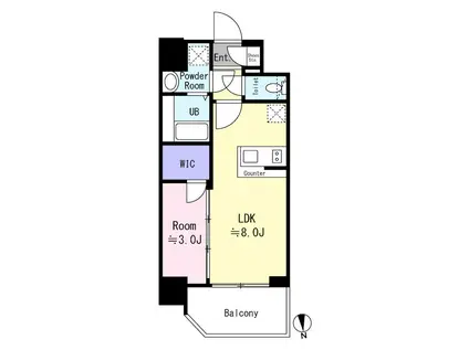 エスリード大阪城イースト(1LDK/12階)の間取り写真