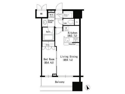 エスティメゾン四谷坂町(1LDK/2階)の間取り写真