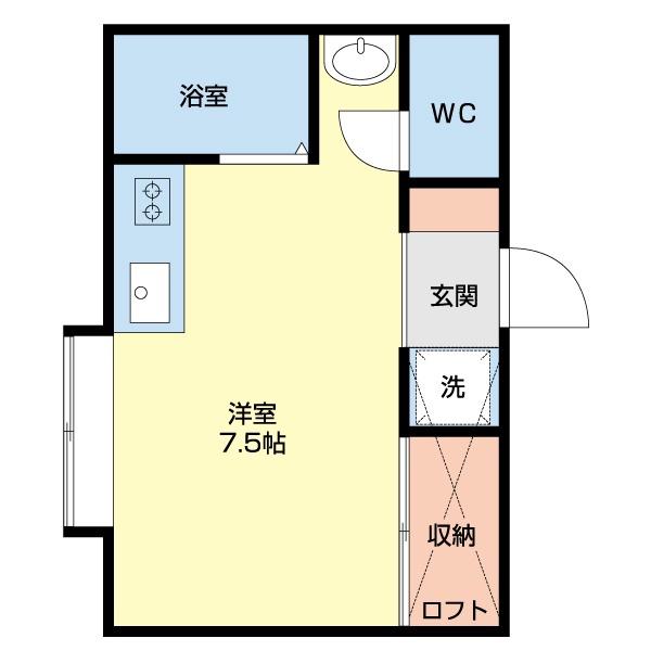 ΑNEXT新潟第9(ワンルーム/2階)の間取り写真