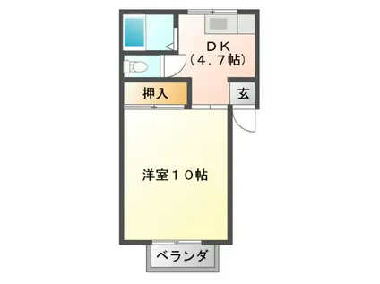 メゾンキャッスル(1DK/2階)の間取り写真