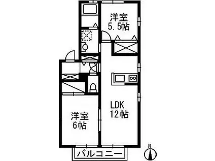 パークハウスI(2LDK/1階)の間取り写真