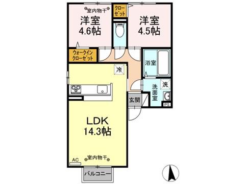 ノーブル スクエア C(2LDK/2階)の間取り写真