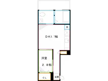 ブラヴィミタカ(1DK/2階)の間取り写真