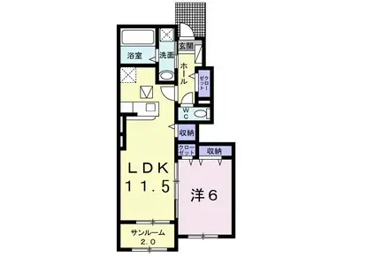 オレンジ中瀬(1LDK/1階)の間取り写真