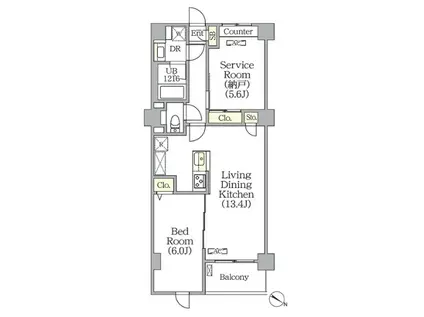 プライムガーデン赤塚(2LDK/2階)の間取り写真