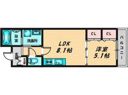 ルクレール大蓮II(1LDK/3階)の間取り写真