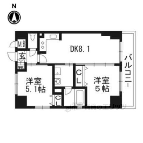 ＪＲ東海道本線 京都駅 徒歩6分 11階建 築14年(2DK/6階)の間取り写真