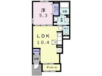 アルバI(1LDK/1階)の間取り写真