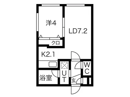 CHAMBRE西町(1LDK/4階)の間取り写真