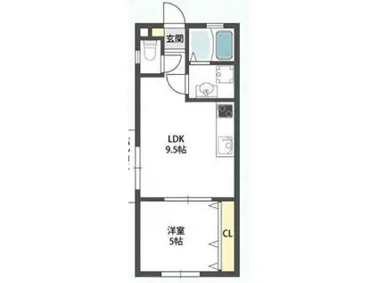 JS小山町(1LDK/1階)の間取り写真