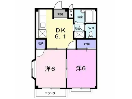 シャルダンI(2DK/2階)の間取り写真