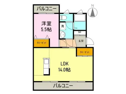 メルベーユ(1LDK/2階)の間取り写真