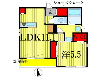 ドムスソラリスV(1LDK/2階)の間取り写真