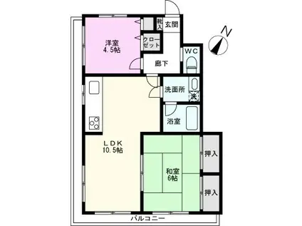 サンフィールド田中(2LDK/3階)の間取り写真