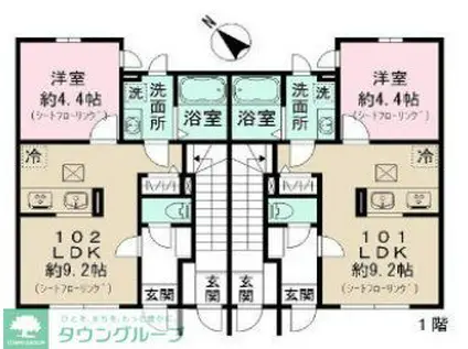 ノース HILL(1LDK/1階)の間取り写真