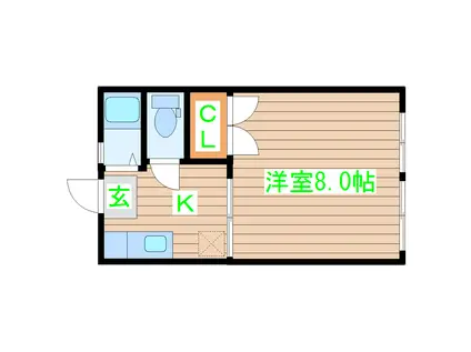 コーポ根岸B(1K/1階)の間取り写真