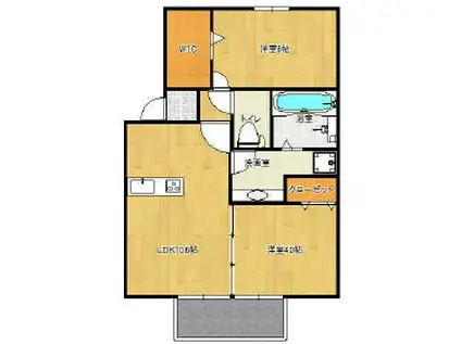 グリーンヒルズ中原A棟(2LDK/1階)の間取り写真