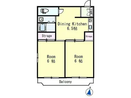 シャトル伊勢原(2DK/3階)の間取り写真