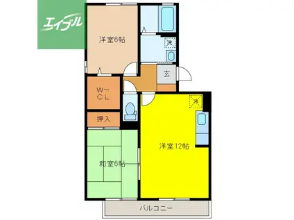 ロイヤルステージタウン鳥栖B(2LDK/2階)の間取り写真