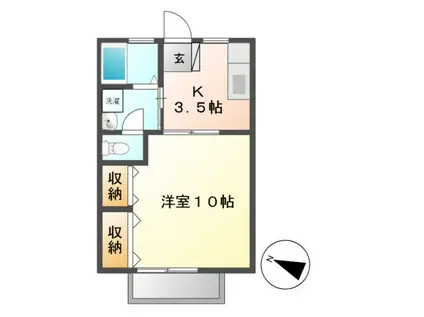 シャルムコトー(1K/1階)の間取り写真