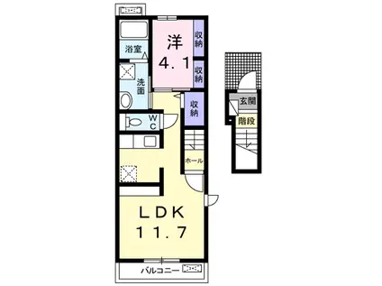 オーブ瀬田(1LDK/2階)の間取り写真