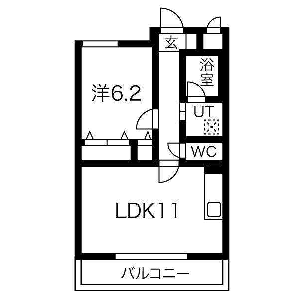 ビゴラス幸心(1LDK/3階)の間取り写真