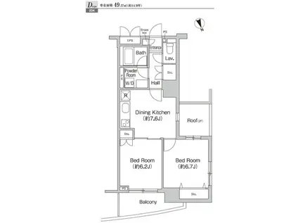 プライムアーバン町屋サウスコート(1LDK/7階)の間取り写真