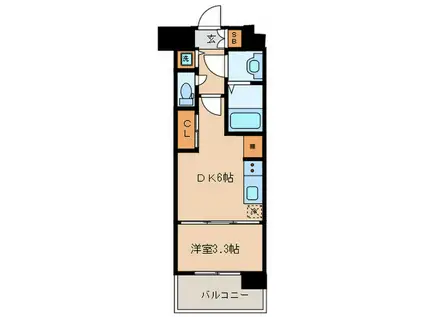 GARNETMILLENNIUMKYOTO九条烏丸(1DK/4階)の間取り写真