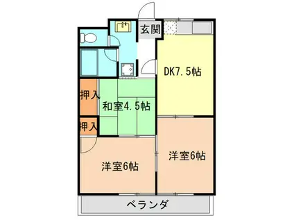 YOUハイツII(3DK/2階)の間取り写真