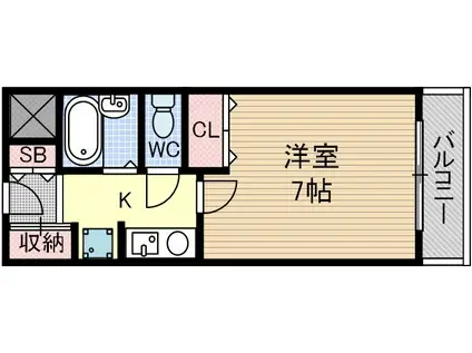 MARRY茨木(1K/2階)の間取り写真