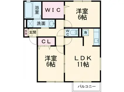 サンガーデン宮本ABC(2LDK/1階)の間取り写真