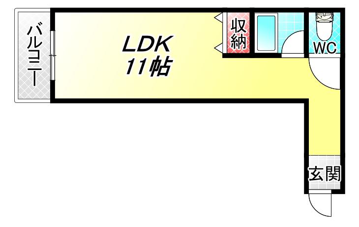 ヴィラージュ久宝園(ワンルーム/1階)の間取り写真