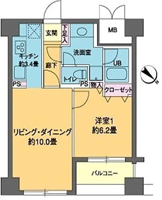 カスタリア茅場町(1LDK/2階)の間取り写真