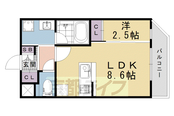 ESTRUTHKYOTOII(1LDK/3階)の間取り写真