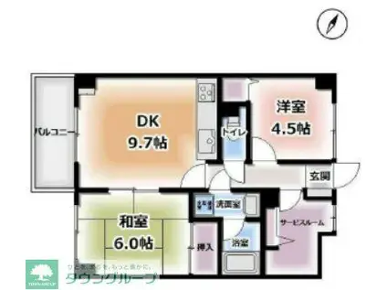 ライオンズマンション東青梅(2SDK/4階)の間取り写真