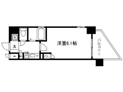 エステムコート御所南II(1K/2階)の間取り写真