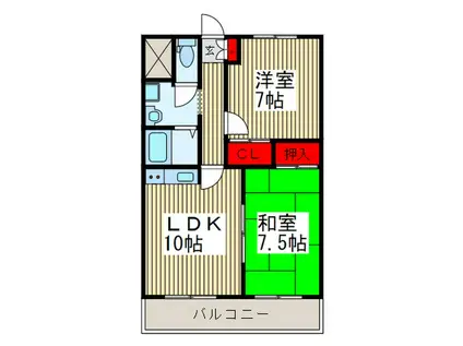 ルミエール(2LDK/3階)の間取り写真