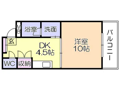 ハイツ櫛原プラスワン(1DK/1階)の間取り写真