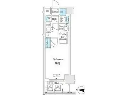 L&Cレジデンス鶴舞公園(1K/14階)の間取り写真