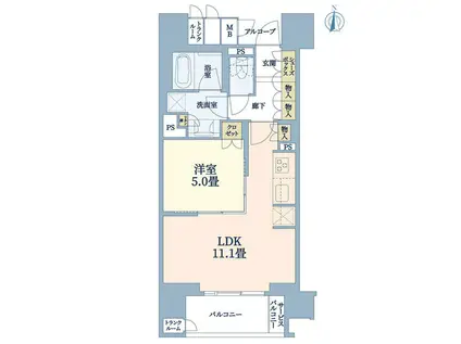 ブランズ京都河原町通(1LDK/8階)の間取り写真