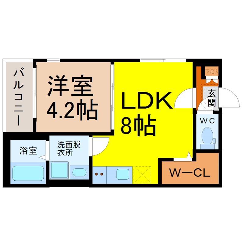 ハーモニーテラス尾頭橋III(1LDK/1階)の間取り写真